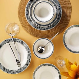 Hermia 58YMT000793 Juego de Cena de Porcelana 12 Piezas 4 Platos 27cm 4 Platos 21cm 4 Tazones 16cm